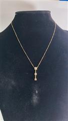 Diamond Necklace 3 Diamonds .85 Carat T.W. 14K Yellow Gold 4.3g